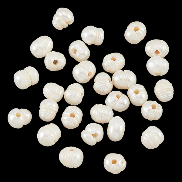 

PandaHall 30 Pcs Natural Freshwater Pearl Beads, 10~12mm Screw Thread Egg Shape Freshwater Pearl 2.5mm Large Hole Loose Freshwater Pearl...