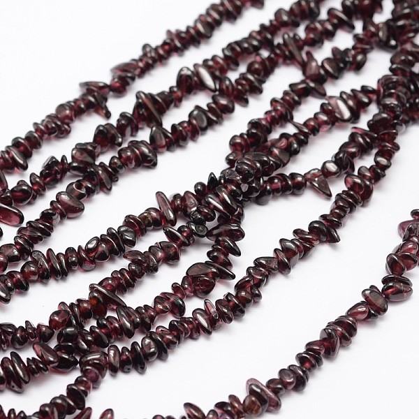 

PandaHall Chips Natural Garnet Beads Strands, 3~8x3~12x3~5mm, Hole: 1mm, about 32 inch Garnet Chip