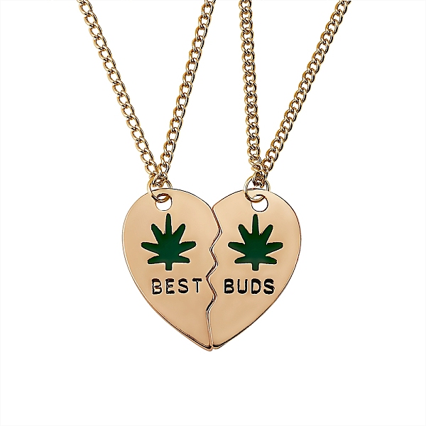 

PandaHall BEST BUDS Alloy Pendant Necklaces Set, Broken Heart Matching Pendant Necklaces for Bestfriends, Golden, Dark Green, 17.71 inch...