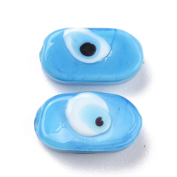 

PandaHall Normal Lampwork Beads, Oval, Light Sky Blue, 13.5~14x7.5x5.5mm, Hole: 1mm Lampwork Oval