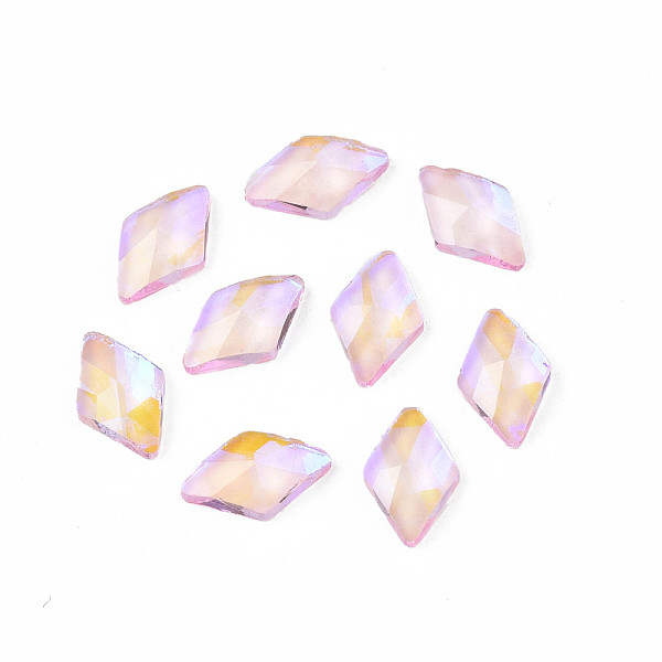 

PandaHall Glass Rhinestone Cabochons, Nail Art Decoration Accessories, Faceted, Rhombus, Pink, 8x5x2mm Glass Rhombus Pink