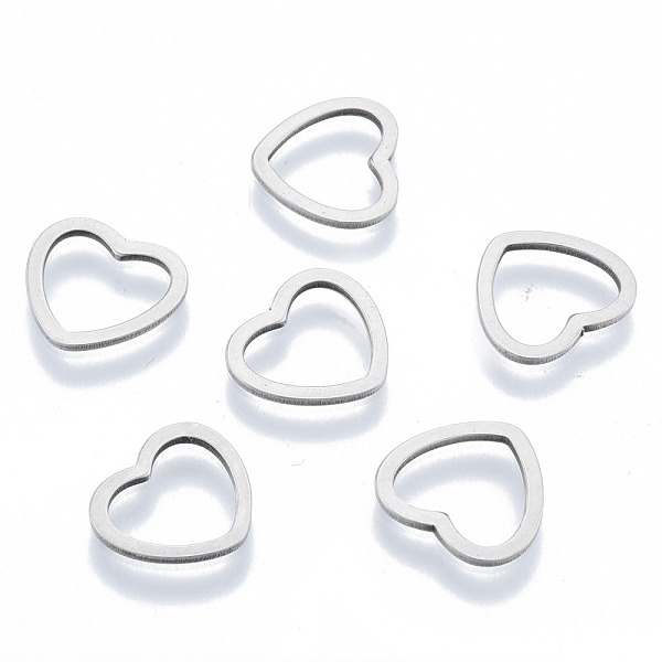 

PandaHall 201 Stainless Steel Linking Rings, Heart, Stainless Steel Color, 11x12x1mm, Inner Diameter: 7.5x9.5mm 201 Stainless Steel Heart