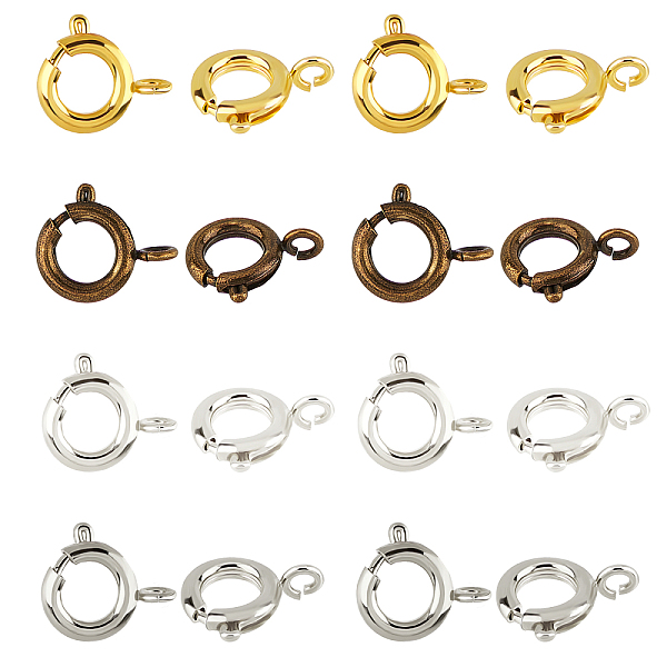 

PandaHall Brass Spring Ring Clasps, Great for Jewelry Making, Mixed Color, 9mm, Hole: 1.5mm, 4 colors, 20pcs/color, 80pcs/box Brass