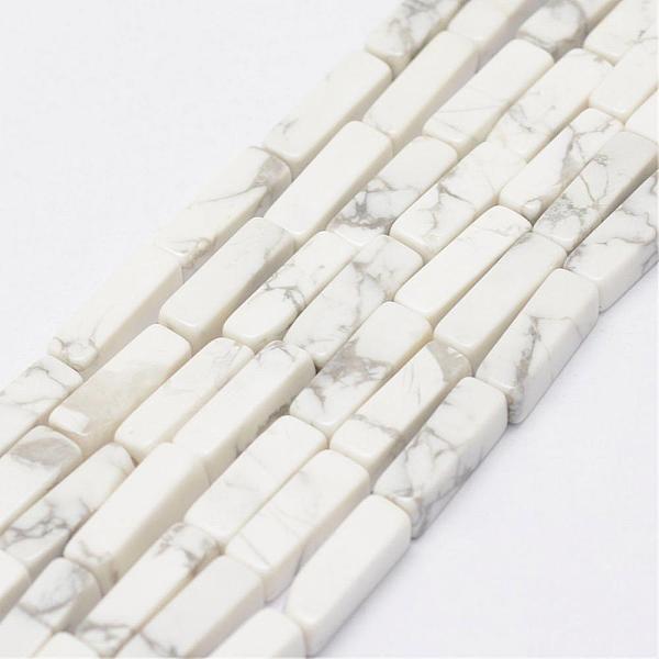 

PandaHall Natural Howlite Beads Strands, Cuboid, 13x5x5mm, Hole: 1mm, about 29pcs/Strand, 15.3 inch(39cm) Howlite Cuboid