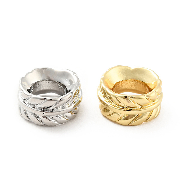 

PandaHall Brass Spacer Beads, Cadmium Free & Lead Free, Feather, Platinum & Golden, 12x6mm, Hole: 6mm Brass Feather