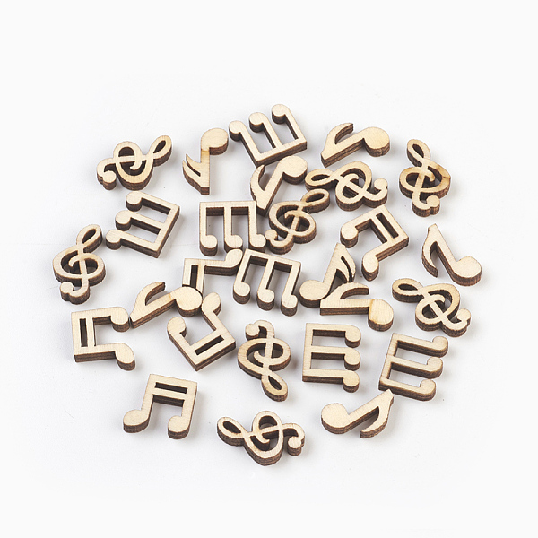 

PandaHall Wood Cabochons, Laser Cut Wood Shapes, Musical Note, BurlyWood, 12.5~19x10~15x3.5mm, 100pcs/bag Wood Musical Note Orange