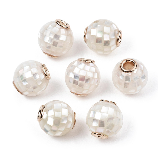 

PandaHall Natural White Shell Beads, with Brass Findings, Round, Dyed, White, 10.5~11x10mm, Hole: 2mm White Shell Shell Shape White