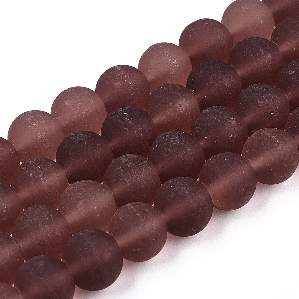 

PandaHall Transparent Glass Beads Strands, Frosted, Round, Coconut Brown, 9.5~10mm, Hole: 1.5mm, about 41~42pcs/strand, 14.88~15.12 inch...