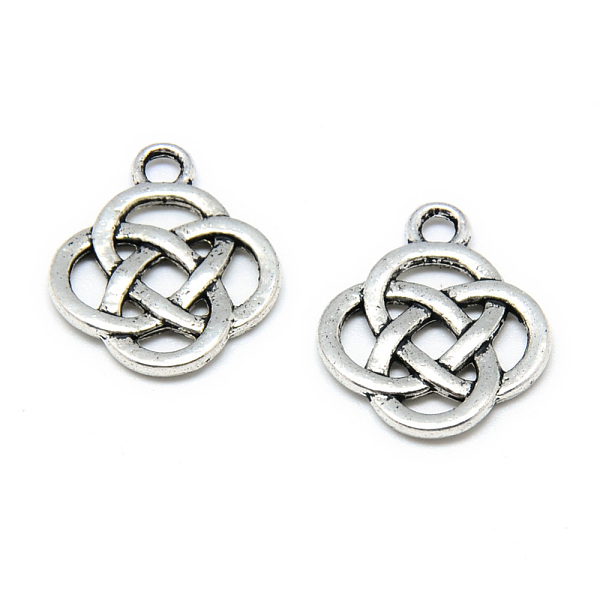

PandaHall Tibetan Style Alloy Pendants, Knot, Cadmium Free & Nickel Free & Lead Free, Antique Silver, 18.5x15.5x2mm, Hole: 2mm Alloy Others