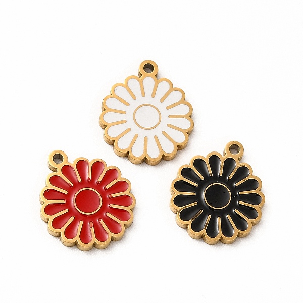

PandaHall Ion Plating(IP) 304 Stainless Steel Enamel Charms, Daisy, Mixed Color, 14x12x1mm, Hole: 1.2mm Alloy+Enamel Flower Multicolor