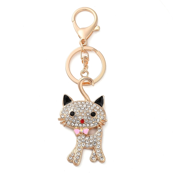 

PandaHall Zinc Alloy Rhinestone Keychains, Cat Shape, Light Gold, 13.7cm, Cat: 7.5x39.5x11mm Alloy Cat Shape Clear