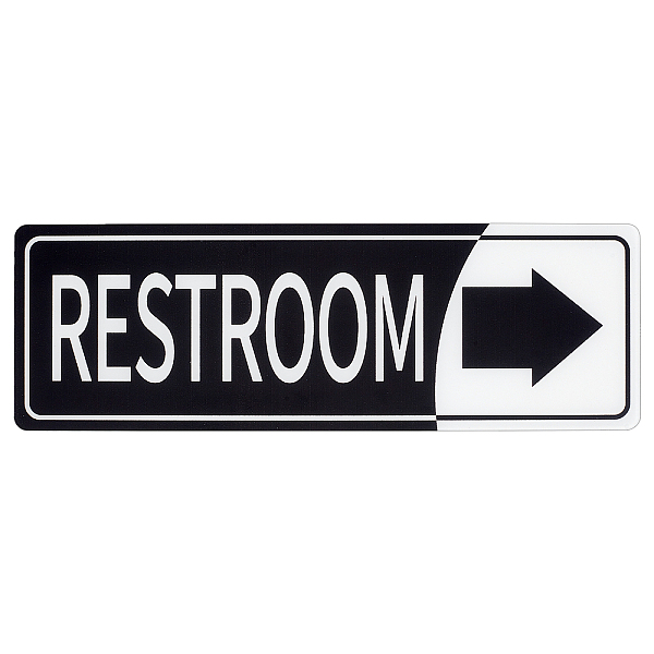 PandaHall Acrylic Indicator, with Word Restroom, for Wall Door Accessories Sign, Rectangle, Black, 75x225x1.5mm Acrylic Rectangle Black