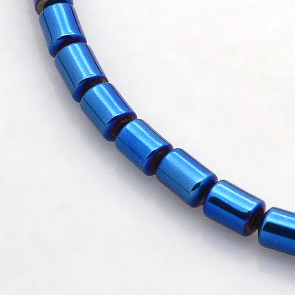 

PandaHall Electroplate Non-magnetic Synthetic Hematite Beads Strands, Column, Blue Plated, 5x4mm, Hole: 1mm, about 75pcs/strand, 15.7 inch...