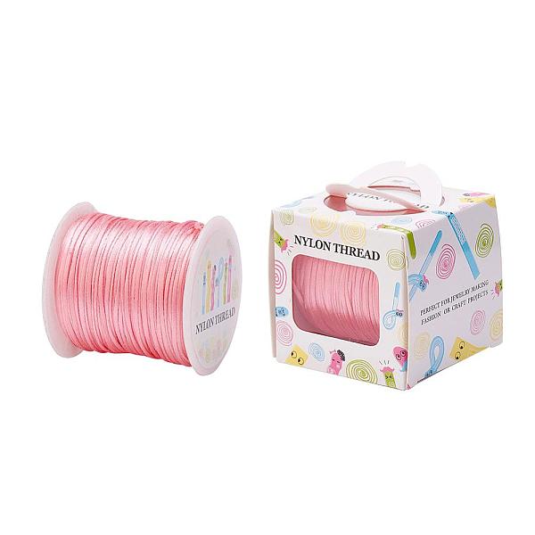 

PandaHall Nylon Thread, Rattail Satin Cord, Light Coral, 1.0mm, about 76.55 yards(70m)/roll Nylon Red