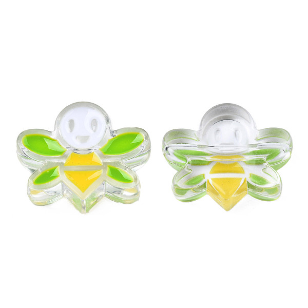 

PandaHall Transparent Acrylic Enamel Beads, Bees, Lime Green, 22x27x8mm, Hole: 3mm Acrylic Bees