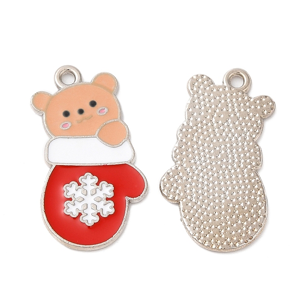 

PandaHall Christmas Alloy Enamel Pendants, Platinum, Bear, 26x14x1mm, Hole: 1.5mm Alloy+Enamel Bear Red