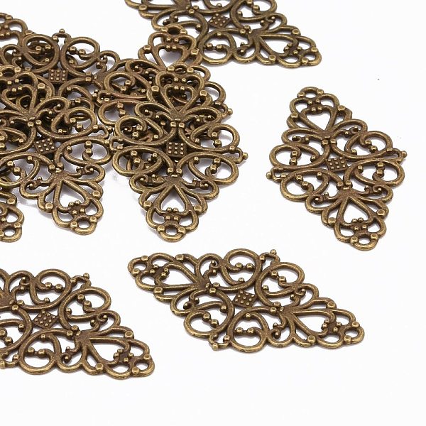 

PandaHall Tibetan Style Alloy Rhombus Filigree Joiners Links, Cadmium Free & Nickel Free & Lead Free, Antique Bronze, 42x25x1mm, Hole: 2mm...