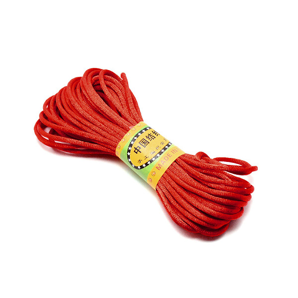 

PandaHall Polyester Rattail Satin Cord, for Chinese Knotting, Round, Red, 3mm, about 10.94 Yards(10m)/Bundle Polyester Red