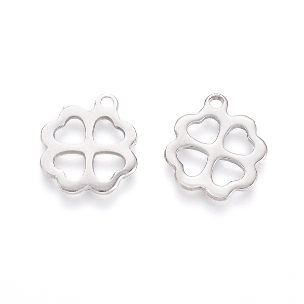 

PandaHall 201 Stainless Steel Charms, Clover, Stainless Steel Color, 12.5x11x0.8mm, Hole: 1.2mm 201 Stainless Steel Clover