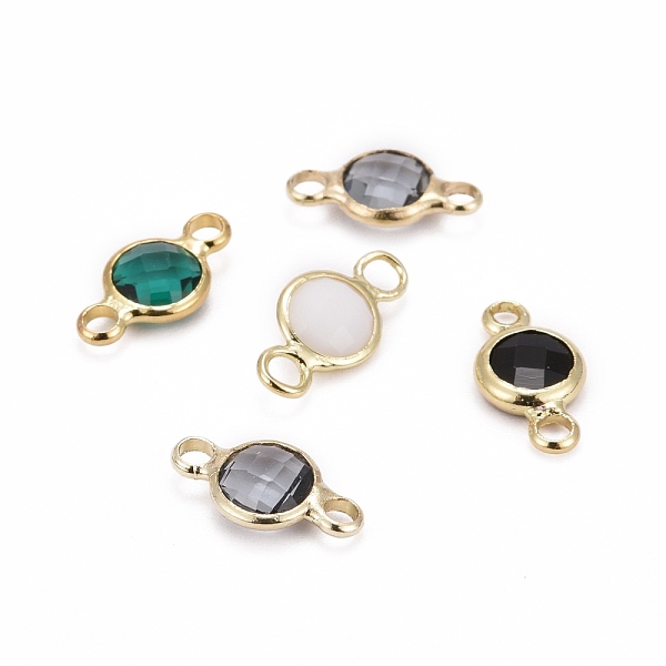 

PandaHall Golden Plated Glass Flat Round Links connectors, with Brass Findings, Mixed Color, 12.5x6.5x3mm, Hole: 2mm Glass Flat Round..., Multicolor