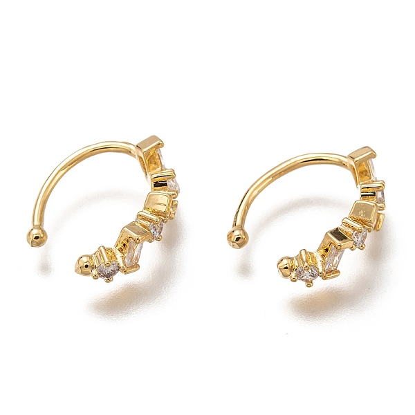 

PandaHall Brass Cuff Earrings, with Clear Cubic Zirconia Long-Lasting Plated, Rectangle, Real 18K Gold Plated, 15x4.5x2.5mm Brass Clear