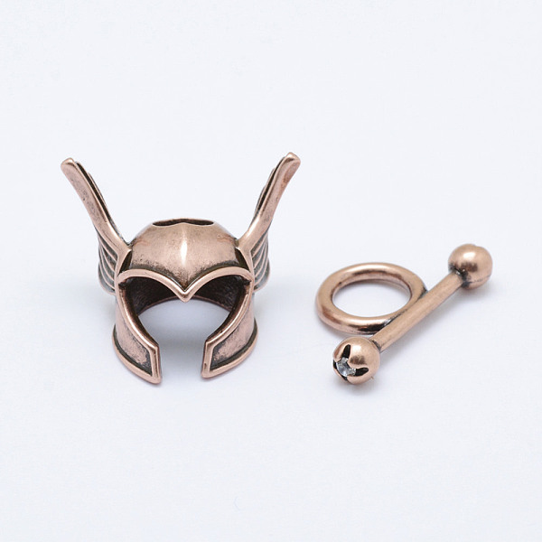 

PandaHall Brass Toggle Clasps, Armet, Cadmium Free & Nickel Free & Lead Free, Red Copper, Armet: 18x24x15mm, Hole: 6mm, Bar: 24x14x5mm, hole...