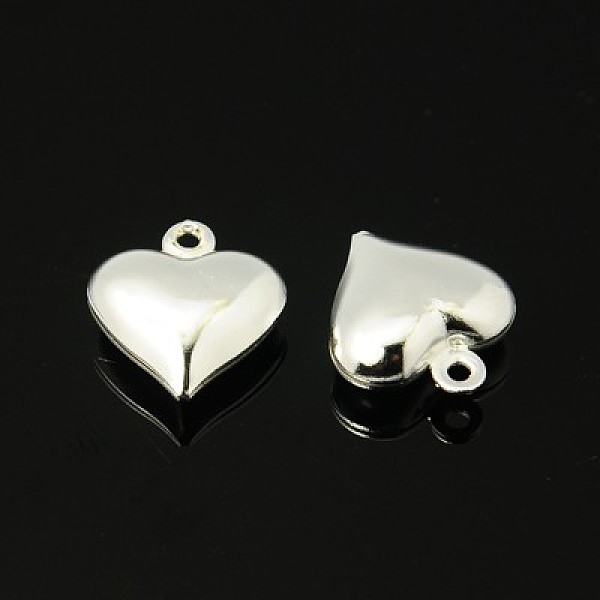 

PandaHall Valentine Gift Ideas Brass Pendants, Heart, Silver Color Plated, about 11.5mm wide, 13mm long, 4.5mm thick, hole: 1mm Brass Heart