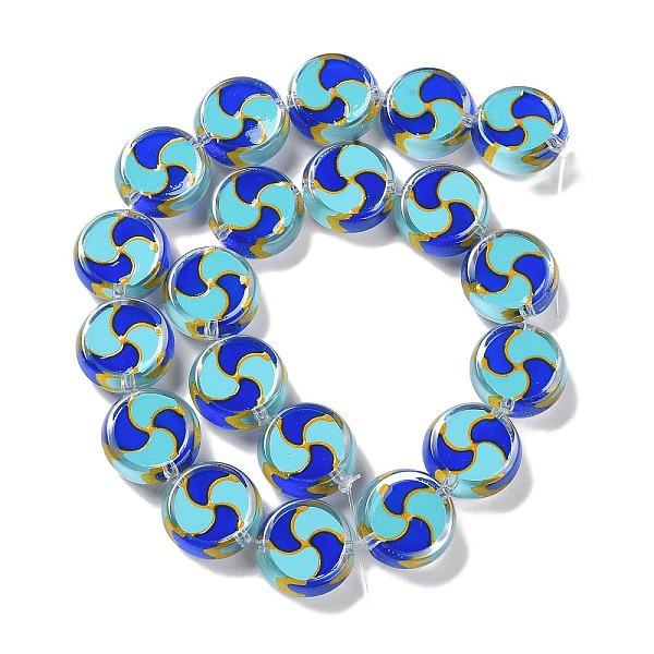 

PandaHall Glass Beads Strands, with Enamel, Flat Round, Blue, 17x7mm, Hole: 1.5mm, about 19pcs/strand, 12.60 inch(32cm) Glass Flat Round...