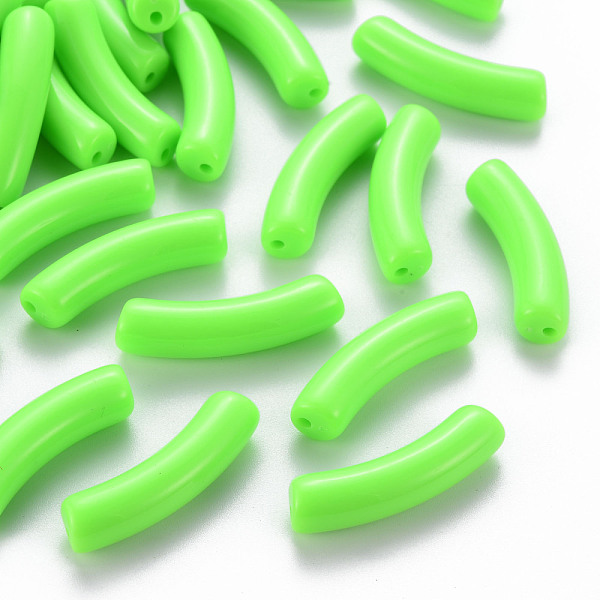 

PandaHall Opaque Acrylic Beads, Curved Tube, Lime, 32x9.5x8mm, Hole: 1.8mm Acrylic Tube Green