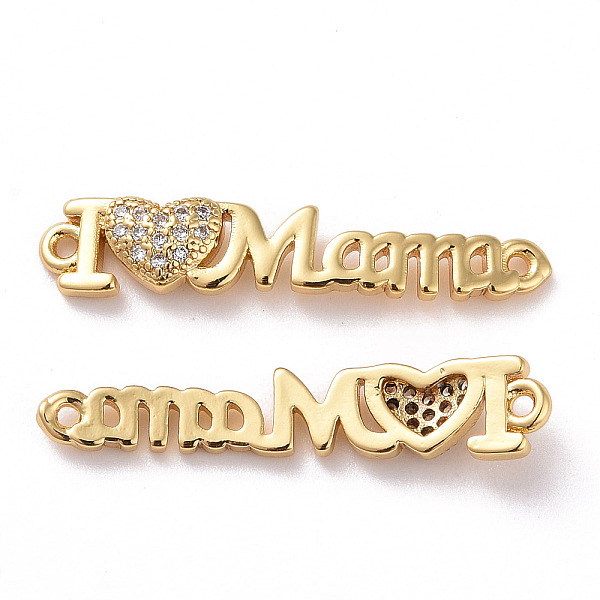 

PandaHall Mother's Day Brass Micro Pave Clear Cubic Zirconia Connector Charms, Word I Love Mama Links, Golden, 28.5x5.5x3.5mm, Hole: 1.2mm...