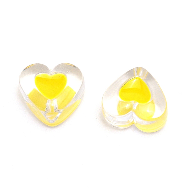 

PandaHall Transparent Clear Enamel Acrylic Beads, Heart, Yellow, 15x17x11mm, Hole: 2mm Acrylic Heart Yellow