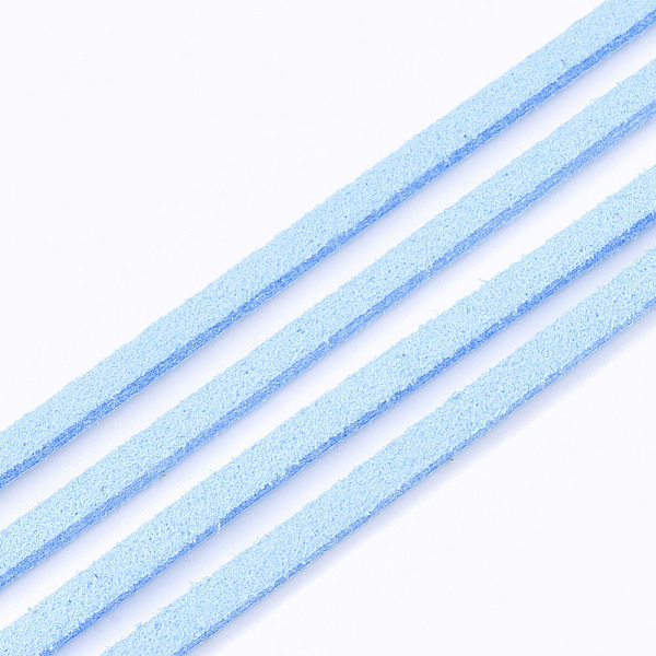 

PandaHall Faux Suede Cord, Faux Suede Lace, Light Sky Blue, 2.5~2.8x1.5mm, about 1.09 yards(1m)/strand Faux Suede Blue