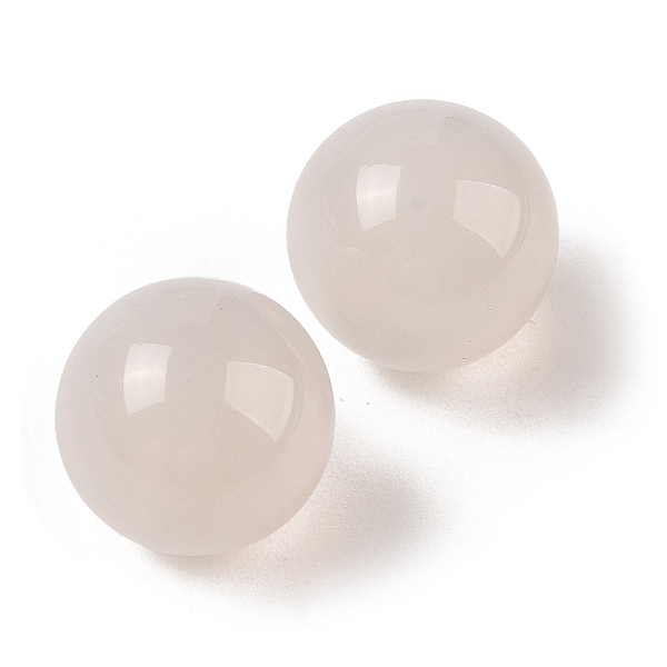 Natural White Agate No Hole Sphere Beads