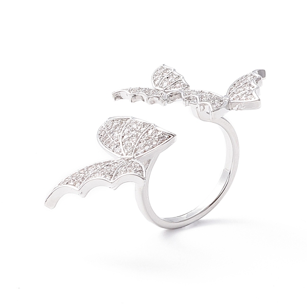 

PandaHall Triple Butterfly Clear Cubic Zirconia Cuff Ring, Exquisite Brass Cubic Zirconia Open Ring for Women, Platinum, US Size 9(18.9mm)...