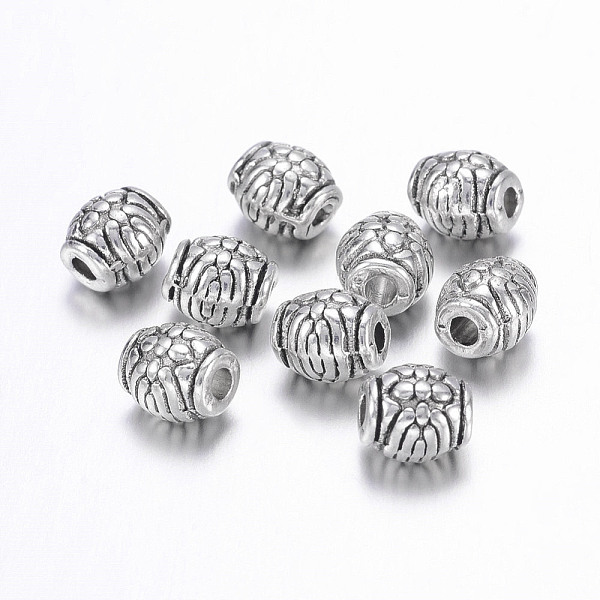 

PandaHall Tibetan Style Alloy Beads, Lead Free & Nickel Free & Cadmium Free, Drum, Antique Silver, about 6mm in diameter, 6mm thick, hole...