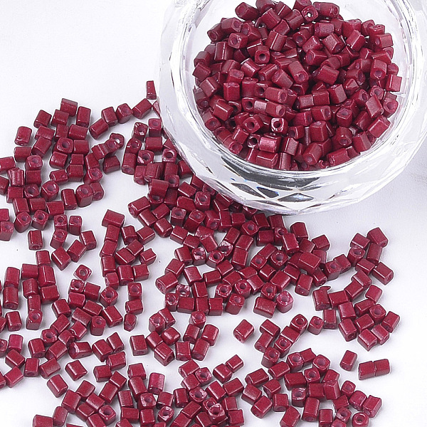 

PandaHall Baking Paint Glass Beads, Cube, Brown, 2~6x2x2mm, Hole: 0.8mm, about 30000pcs/bag Glass Cube Brown