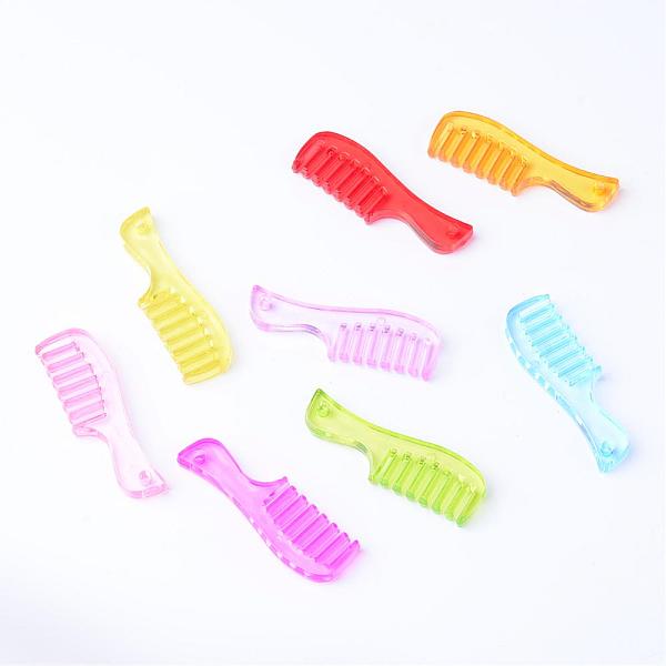 

PandaHall Transparent Acrylic Big Pendants, Comb, Mixed Color, 57.5x19x5.5mm, Hole: 3mm, about 136pcs/500g Acrylic Multicolor