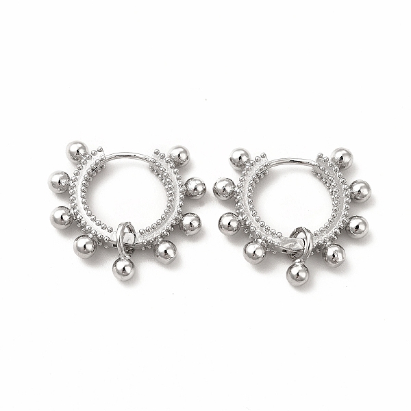 

PandaHall Rack Plating Brass Hoop Earrings for Women, Long-Lasting Plated Dangle Ball Earrings, Lead Free & Cadmium Free, Platinum...