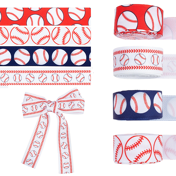 

PandaHall PH 20 Yards Baseball Ribbons 4 Styles 7/8“ Sports Ball Ribbon Red White Wired Edge Ribbon Grosgrain Ribbon Fabric Ribbons for..., Multicolor