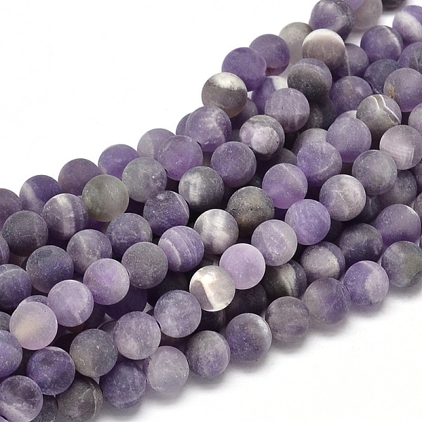 

PandaHall Frosted Natural Amethyst Round Bead Strands, 6mm, Hole: 1mm, about 62pcs/strand, 15.74 inch Amethyst Round