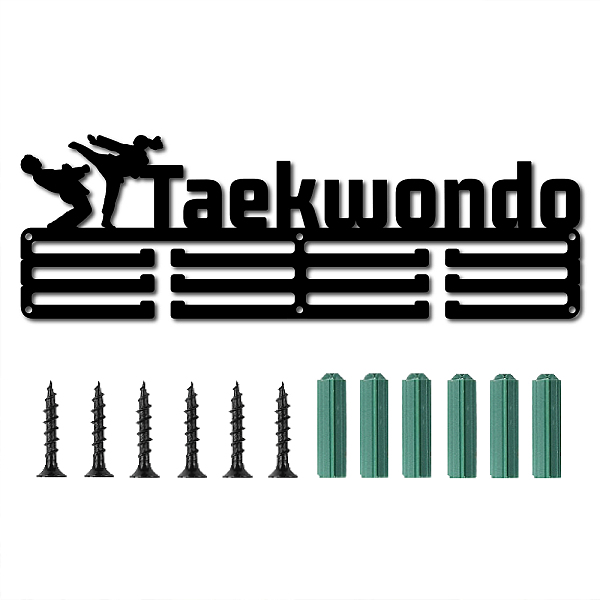 

PandaHall CREATCABIN Taekwondo Medal Holder Sport Words Awards Display Stand Wall Rack Mount Hanger Decor for Champions Home Badge 3 Rung...