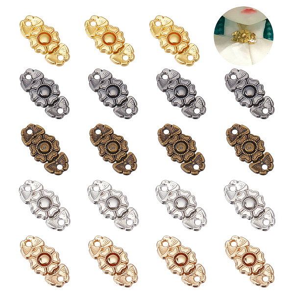

PandaHall 80 Sets 5 Colors Flower Alloy Snap Lock Clasps, Metal Cloak Clasp Fasteners Closure Decorative Sew on Hooks and Eyes Sewing...