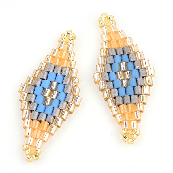 

PandaHall MIYUKI & TOHO Japanese Seed Beads, Handmade Links, Rhombus Loom Pattern, Moccasin, 31~32.5x13~13.5x1.5~2mm, Hole: 1mm Glass..., Orange