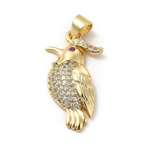 

PandaHall Rack Plating Brass Micro Pave Cubic Zirconia Pendants, Cadmium Free & Lead Free, Real 18K Gold Plated, Bird Charm, Clear...