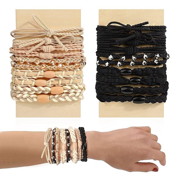 

PandaHall Bohemian Style Cloth Elastic Hair Ties, for Girls or Women, Black, Inner Diameter: 50~70mm, 10 styles, 2pcs/style, 20pcs/set Cloth...