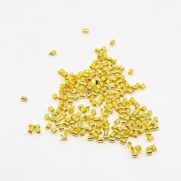

PandaHall Brass Crimp Beads, Tube, Golden, 2x2x0.1~0.13mm, Hole: 1.5mm Brass Tube