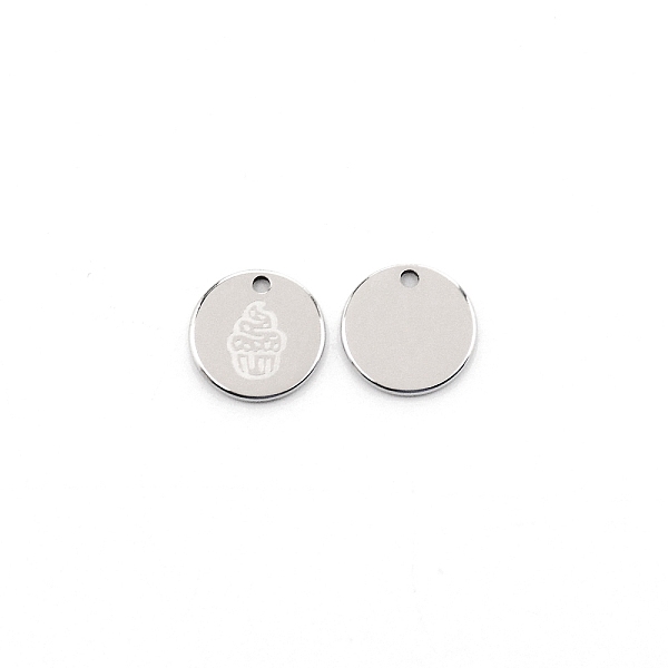 

PandaHall 304 Stainless Steel Pendants, Flat Round with Ice-cream Pattern, Stainless Steel Color, 11.5x1mm, Hole: 1.4mm 304 Stainless Steel...
