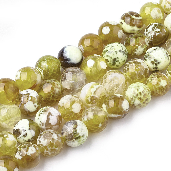 

PandaHall Natural Fire Crackle Agate Beads Strands, Dyed, Round, Dark Khaki, 8mm, Hole: 1mm, about 46~48pcs/strand, 14.56 inch~15.15 inch..., Yellow