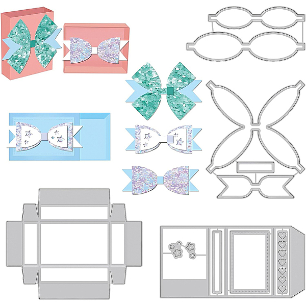 

PandaHall BENECREAT 4Pcs 3D Matchbox Pattern Carbon Steel Cutting Dies Stencils, 4 Styles Bowknot Metal Cutting Dies Stencils for...