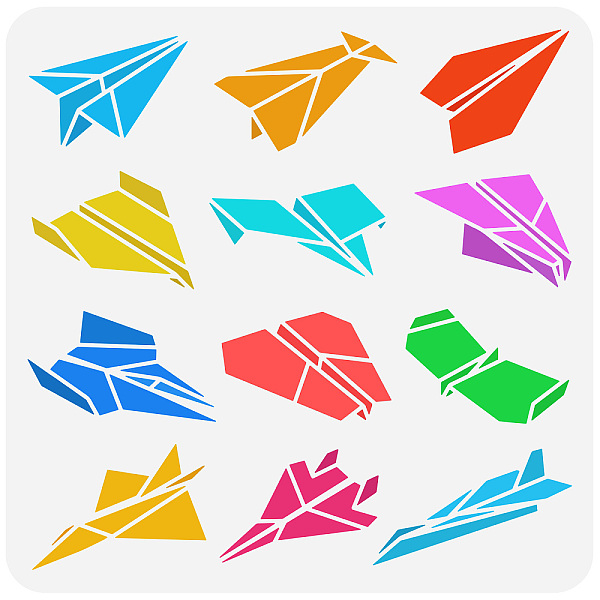 

PandaHall FINGERINSPIRE Paper Airplane Stencil 11.8x11.8inch Reusable Cartoon Airplane Designs Painting Template 12 Styles Airplanes Pattern...
